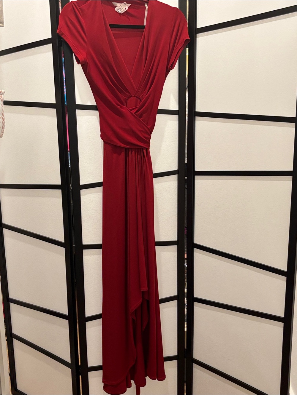 Boston Proper Deep Red Draped High-Low Maxi Dress